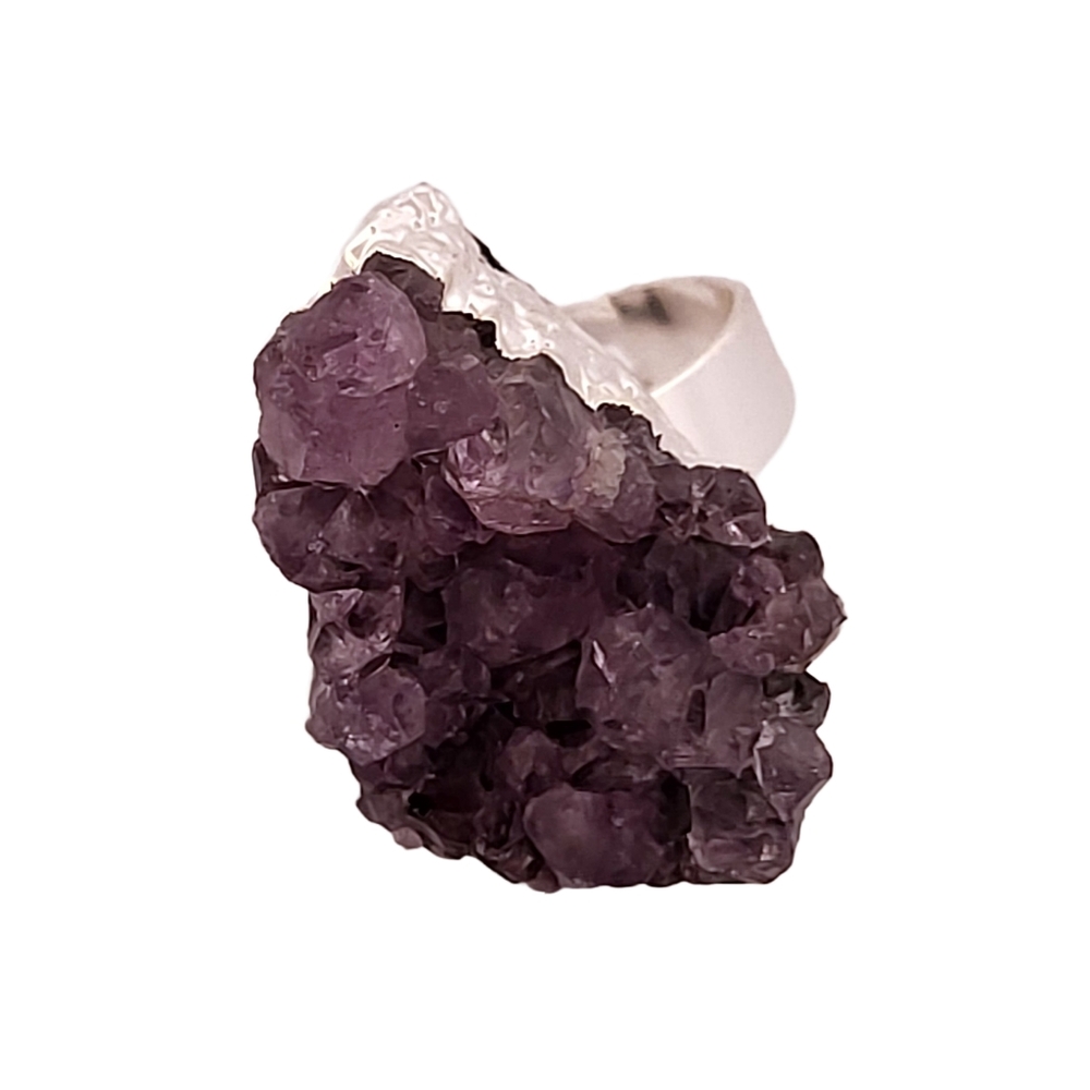 Natural Amethyst Silver Adjustable Ring Nasar7 - image 4